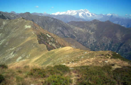 Cima dell'Asnass (Val Sessera): 
vista a ritroso dall'anticima, con lo spartiacque tra Valsessera e Valsesia 