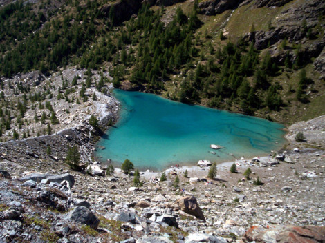 lago Bleu: vista dalla morena di Verra