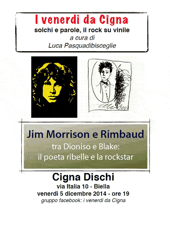 Biella, incontro sul tema Morrison-Rimbaud