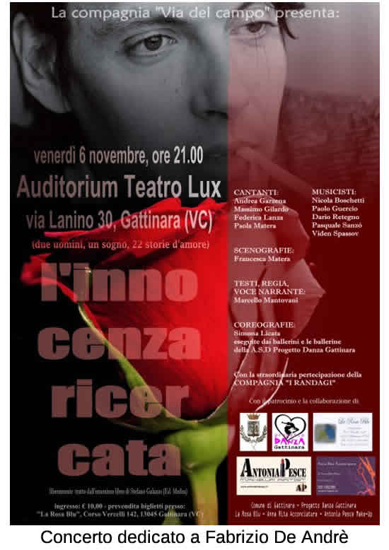 Gattinara, concerto dedicatao a De Andrè