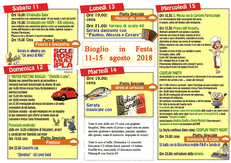 Eventi Biella 13 - 19 ago 2018