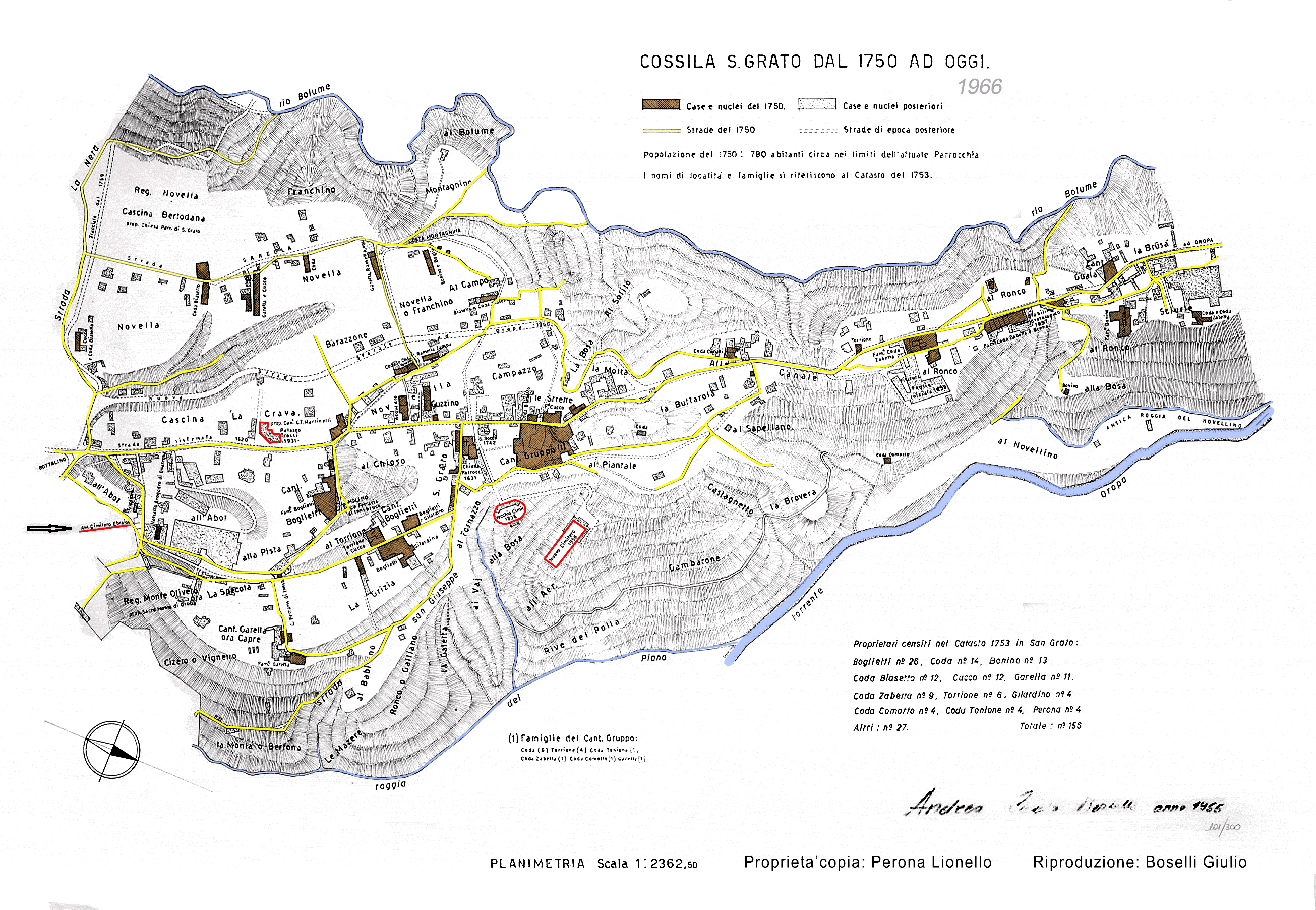 Cossila, cartina storica