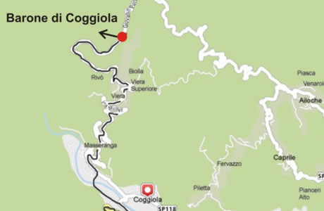 Monte Barone di Coggiola (Val Sessera): 
cartina del percorso